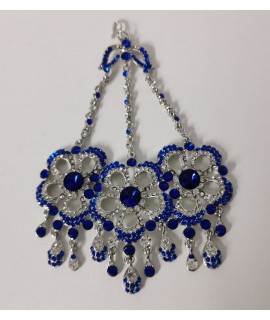 Jhummar with rhinestones-silver and royal blue